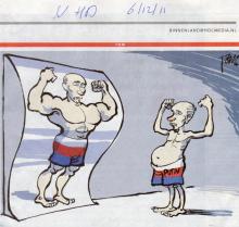 Karikatur mit Lächelnspiegel Karikatur mit Lächelnspiegel